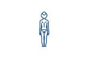 Woman body back line icon concept