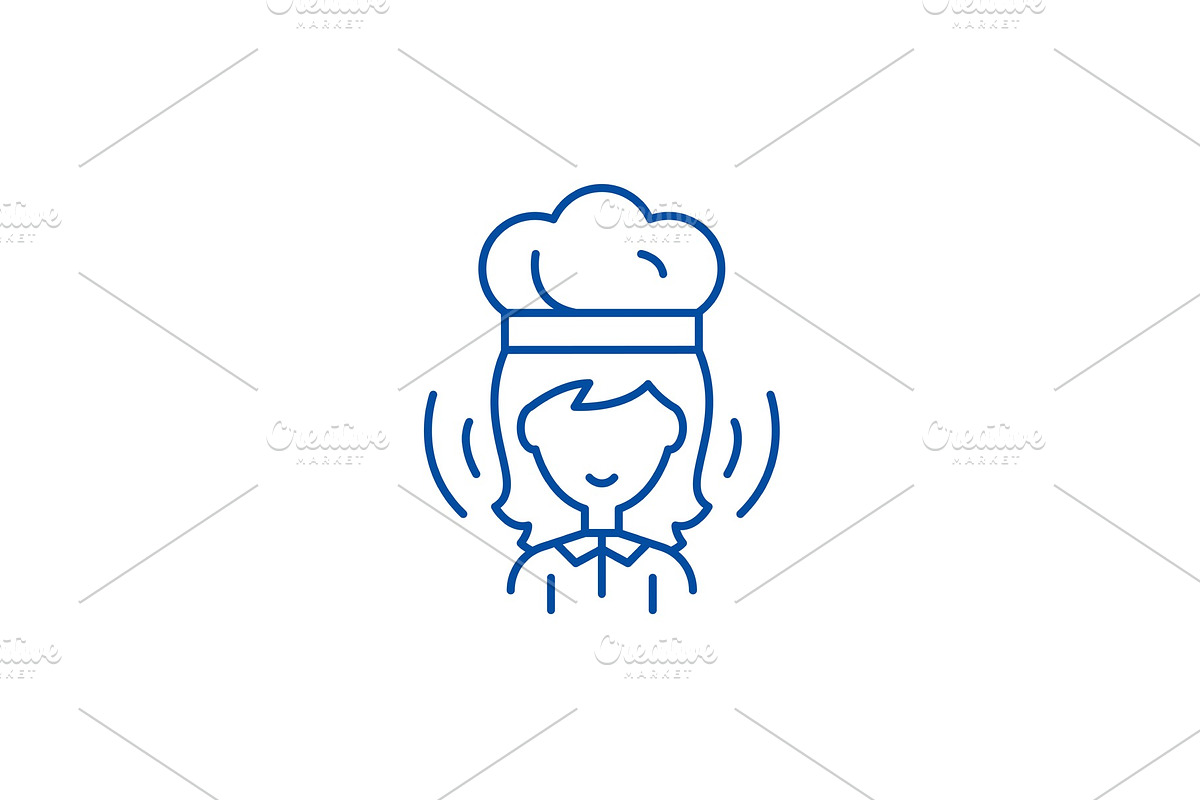 Woman cook line icon concept. Woman in Illustrations - product preview 8