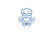 Woman cook line icon concept. Woman