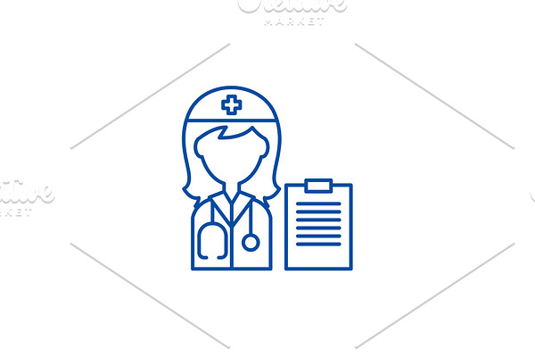 Woman doctor line icon concept