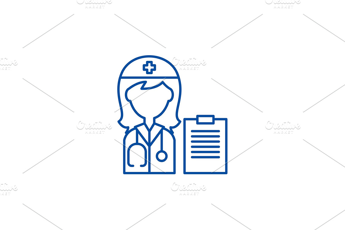 Woman doctor line icon concept in Illustrations - product preview 8