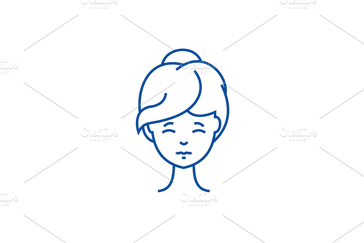 Woman face front line icon concept in Illustrations - product preview 8