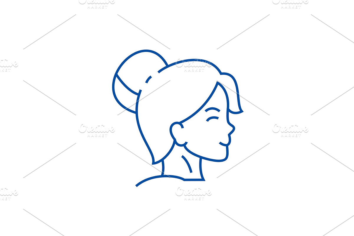 Woman face profile line icon concept in Illustrations - product preview 8