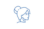 Woman face profile line icon concept