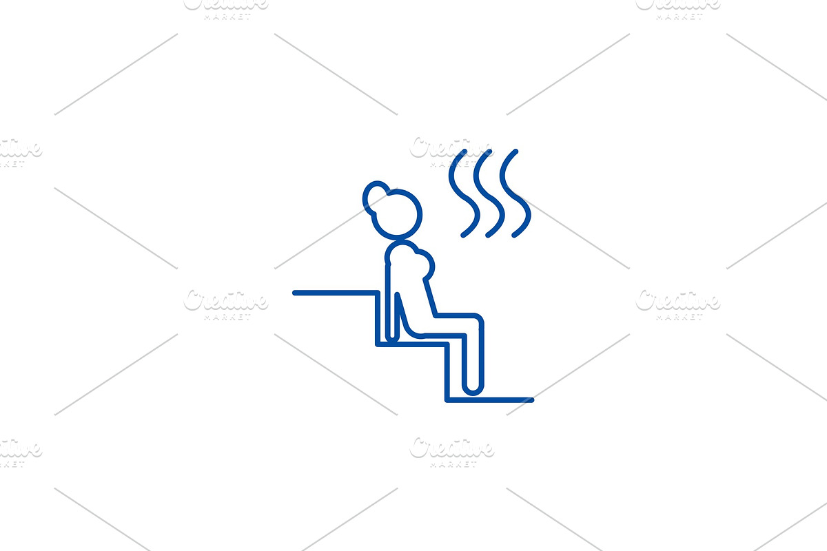 Woman in sauna line icon concept in Illustrations - product preview 8
