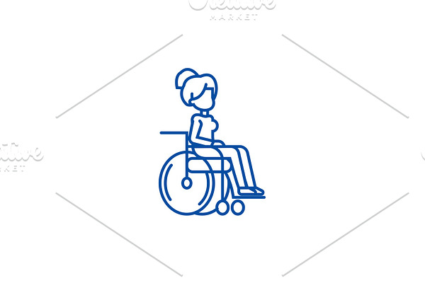 Woman in wheelchair for disabled