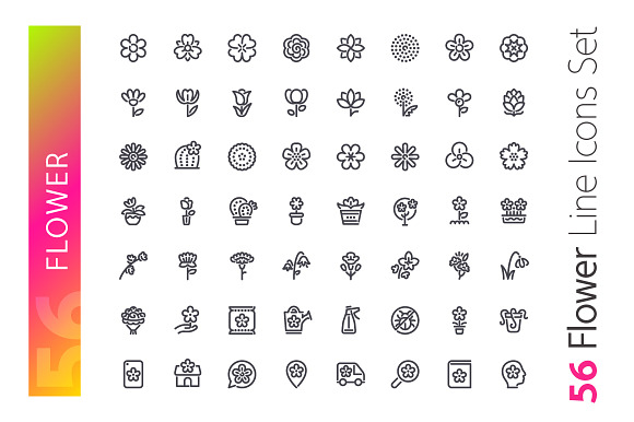 Flower Line Icons Set in Flower Icons - product preview 1