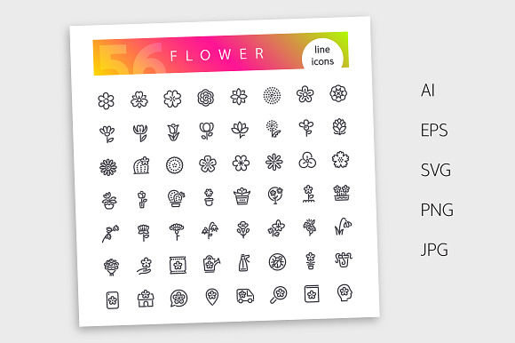 Flower Line Icons Set in Flower Icons - product preview 3