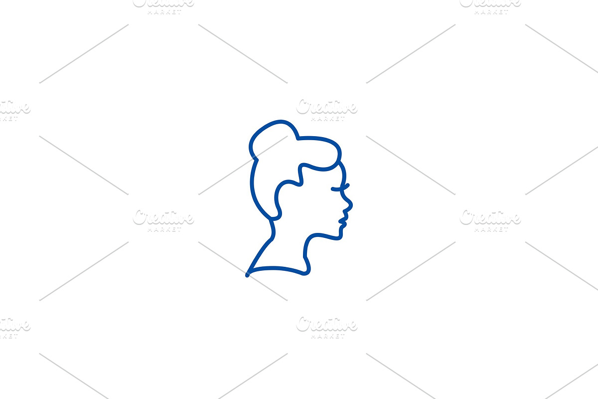 Woman profile line icon concept in Illustrations - product preview 8