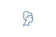 Woman profile line icon concept