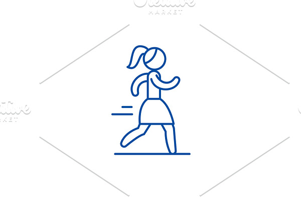 Woman running line icon concept