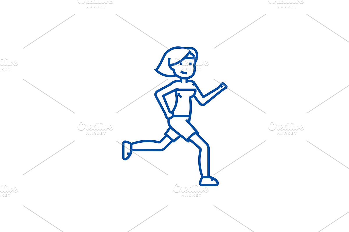 Woman running,fitness line icon in Illustrations - product preview 8