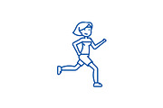 Woman running,fitness line icon