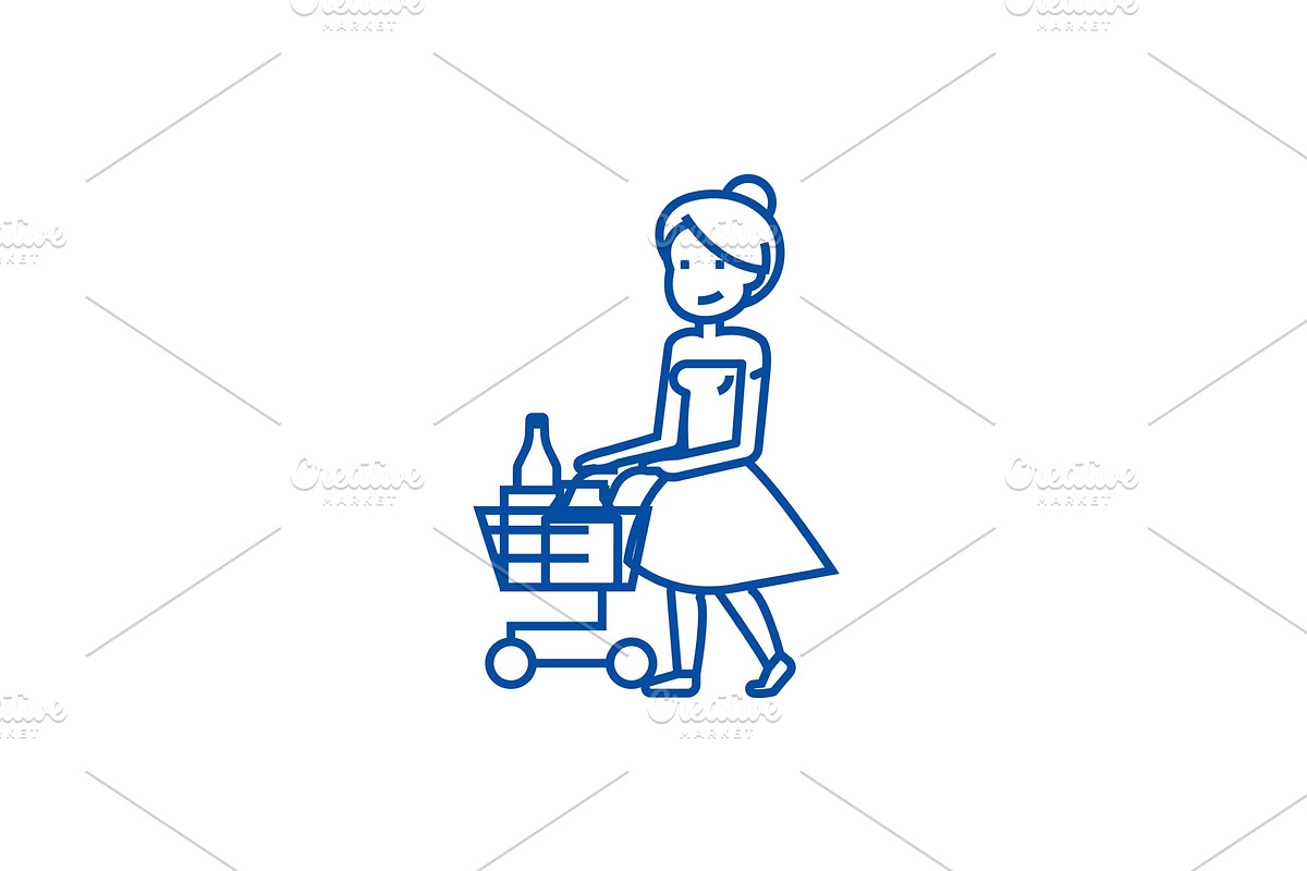 Woman shopping in supermarket with in Illustrations - product preview 8