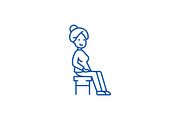 Woman sitting on the chair line icon