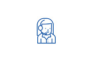 Woman support with headset line icon