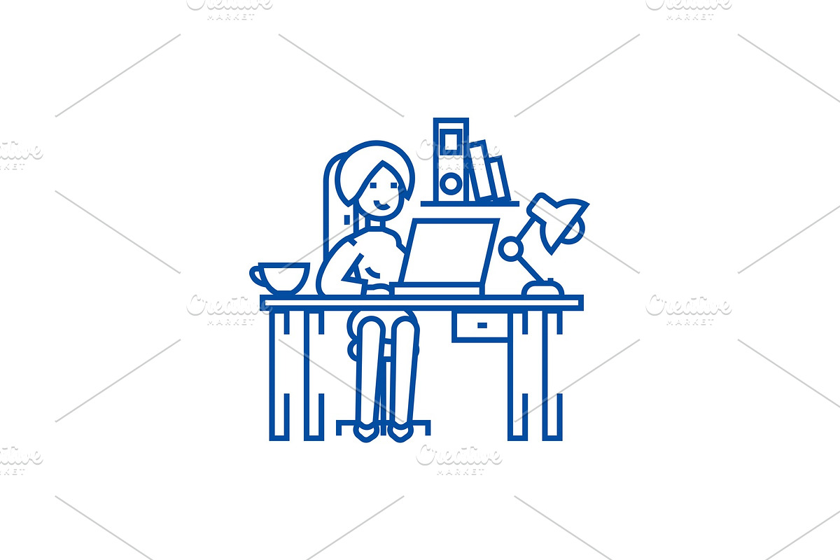 Woman working on the office line in Illustrations - product preview 8