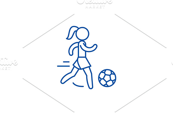 Womens football line icon concept