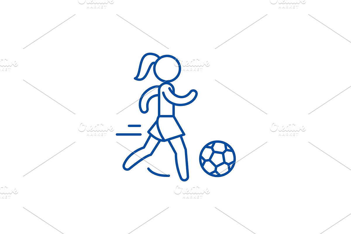 Womens football line icon concept in Illustrations - product preview 8