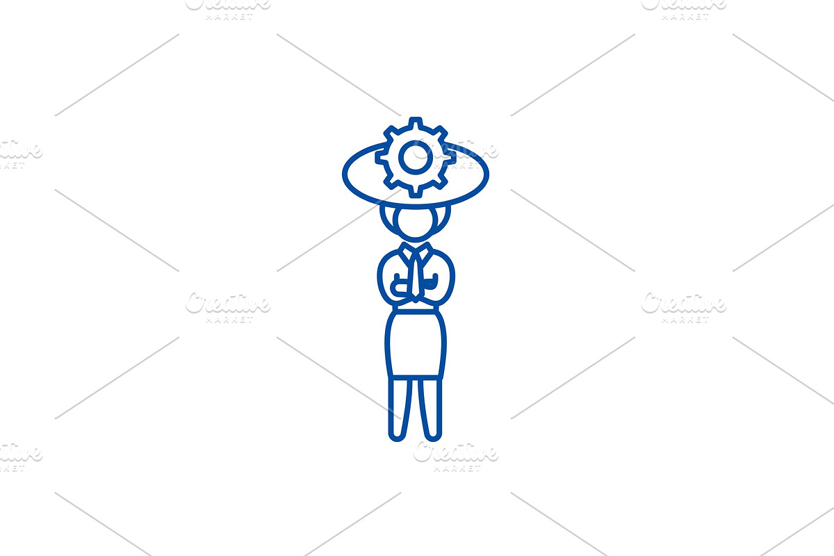 Womens idea line icon concept in Illustrations - product preview 8