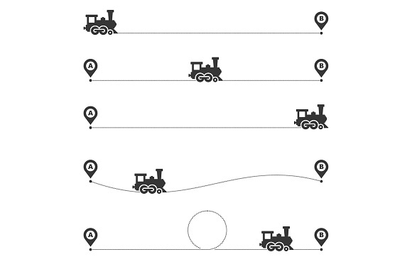 Transport Dotted Route Line Set in Objects - product preview 1