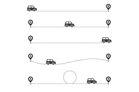 Transport Dotted Route Line Set in Objects - product preview 2