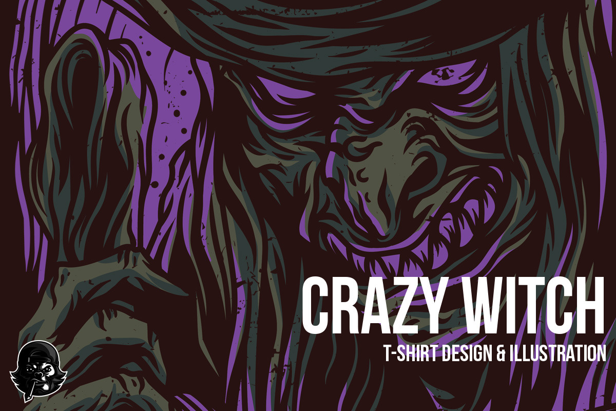 Crazy Witch Illustration in Illustrations - product preview 8
