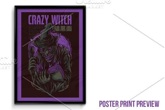 Crazy Witch Illustration in Illustrations - product preview 3
