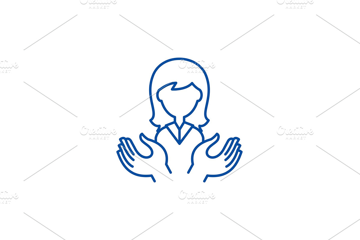 Womens support line icon concept in Illustrations - product preview 8