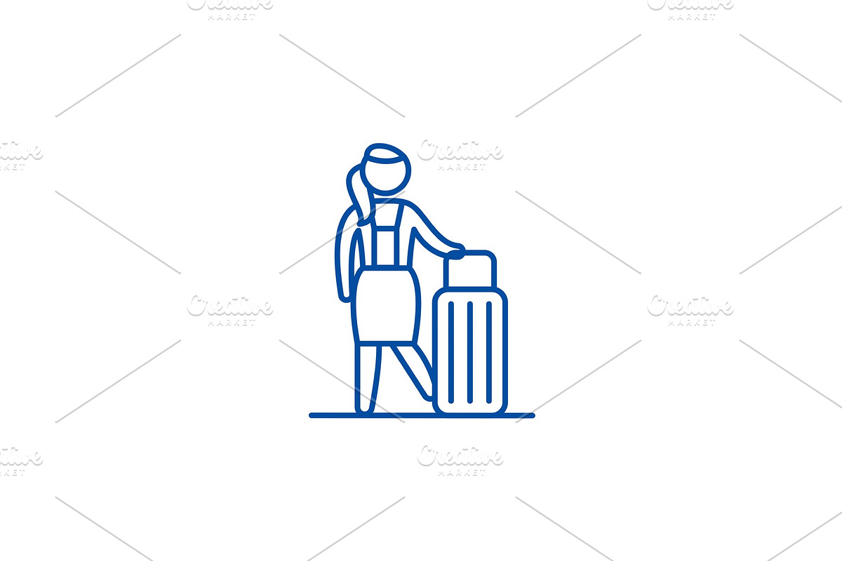 Womens travel line icon concept in Illustrations - product preview 8