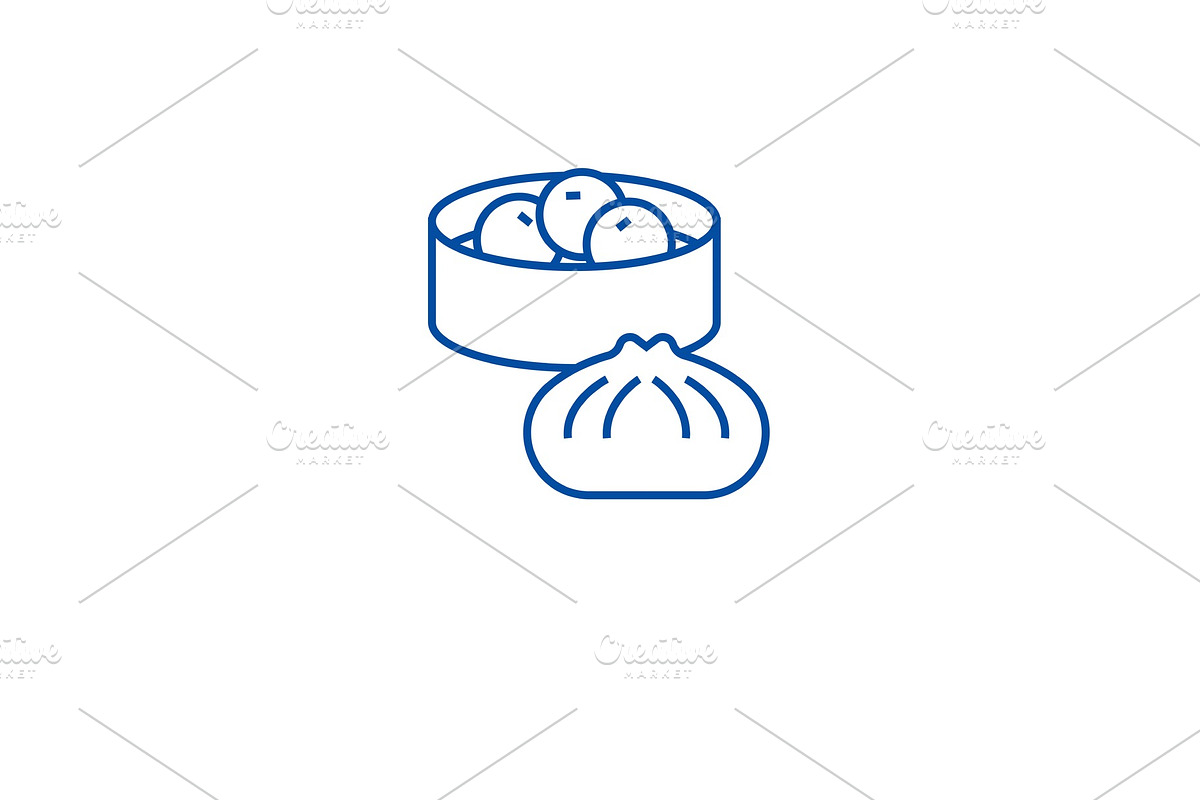 Wonton, dumplings line icon concept in Illustrations - product preview 8