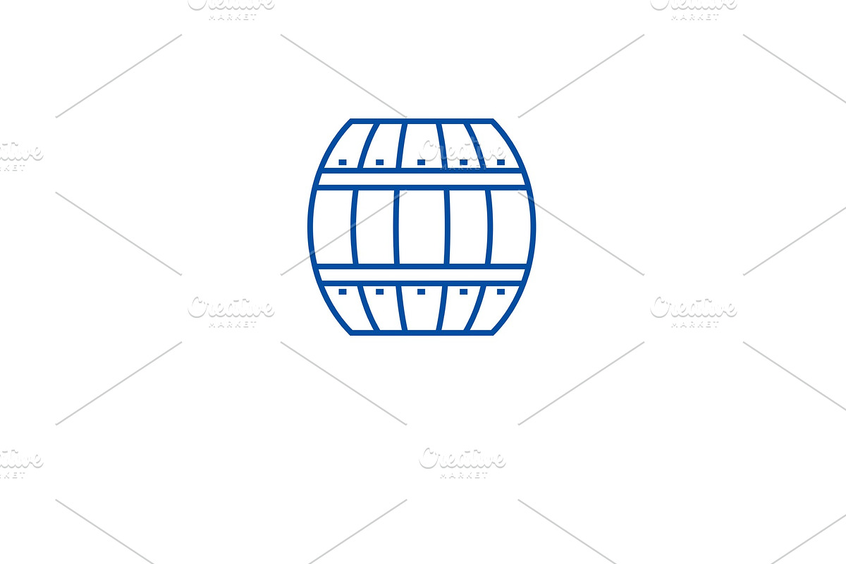 Wood barrel line icon concept. Wood in Textures - product preview 8