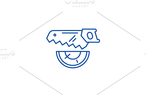 Wood saw line icon concept. Wood saw