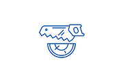 Wood saw line icon concept. Wood saw