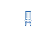 Wooden chair line icon concept