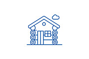 Wooden house line icon concept