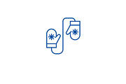Wool mittens line icon concept. Wool