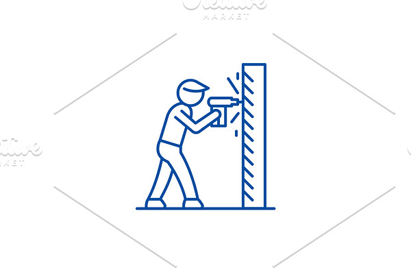 Work as a drill line icon concept