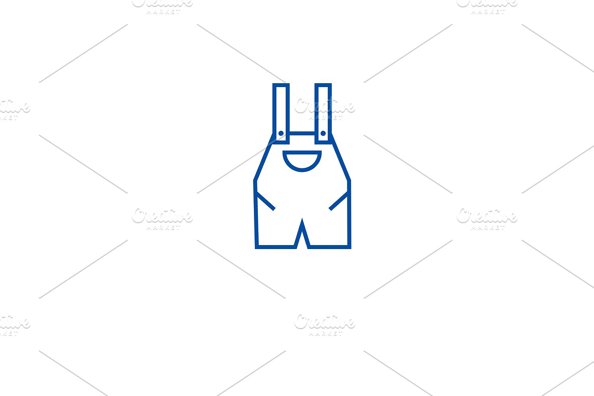 Work overall line icon concept. Work in Illustrations - product preview 8