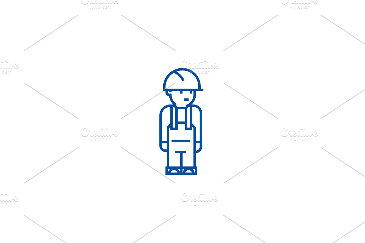 Worker engineer line icon concept in Illustrations - product preview 8