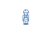 Worker engineer line icon concept