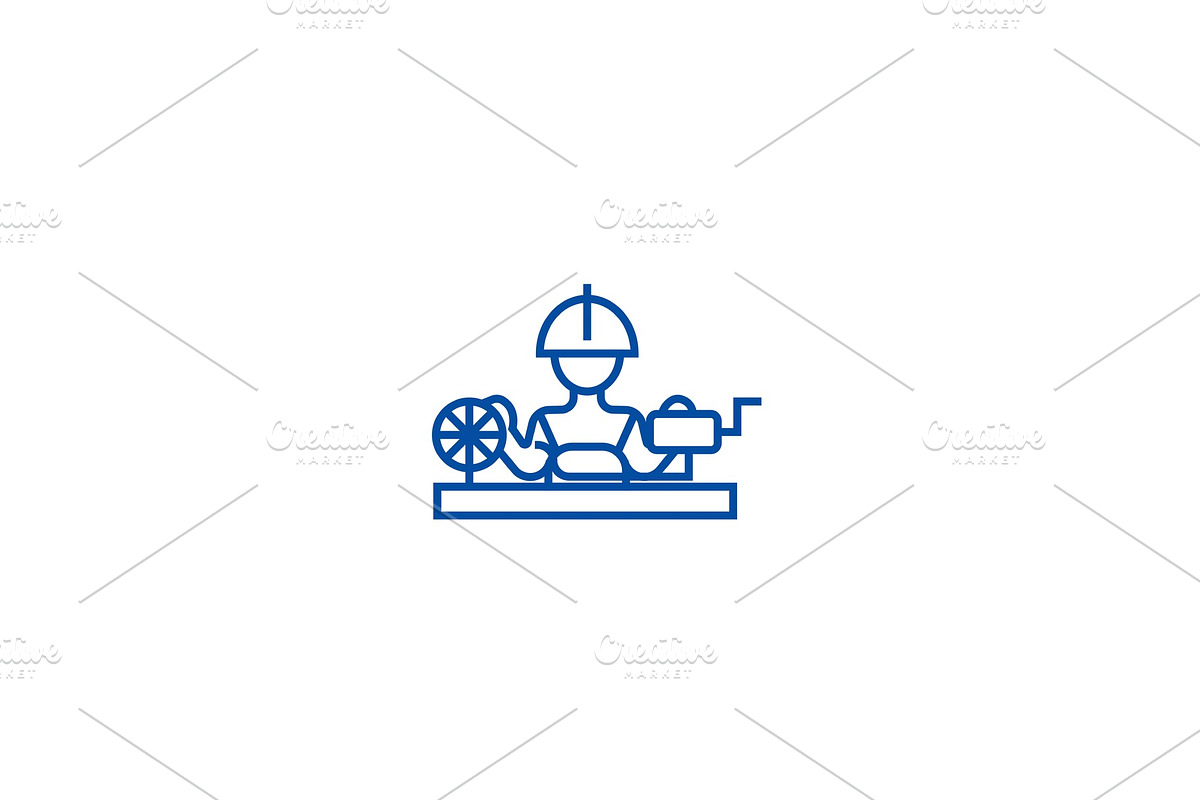 Worker industry line icon concept in Illustrations - product preview 8