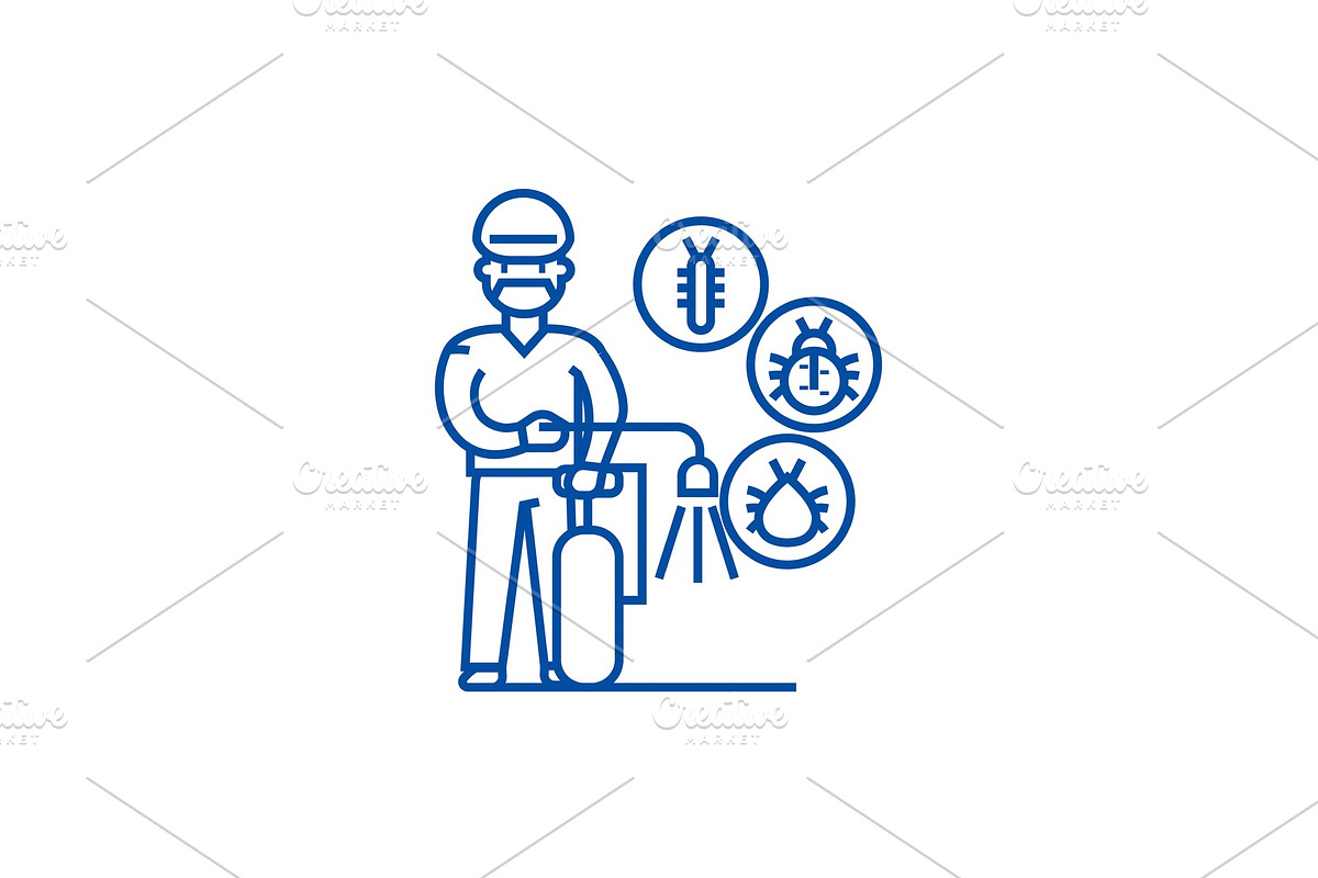 Worker,bug destroyer line icon in Illustrations - product preview 8