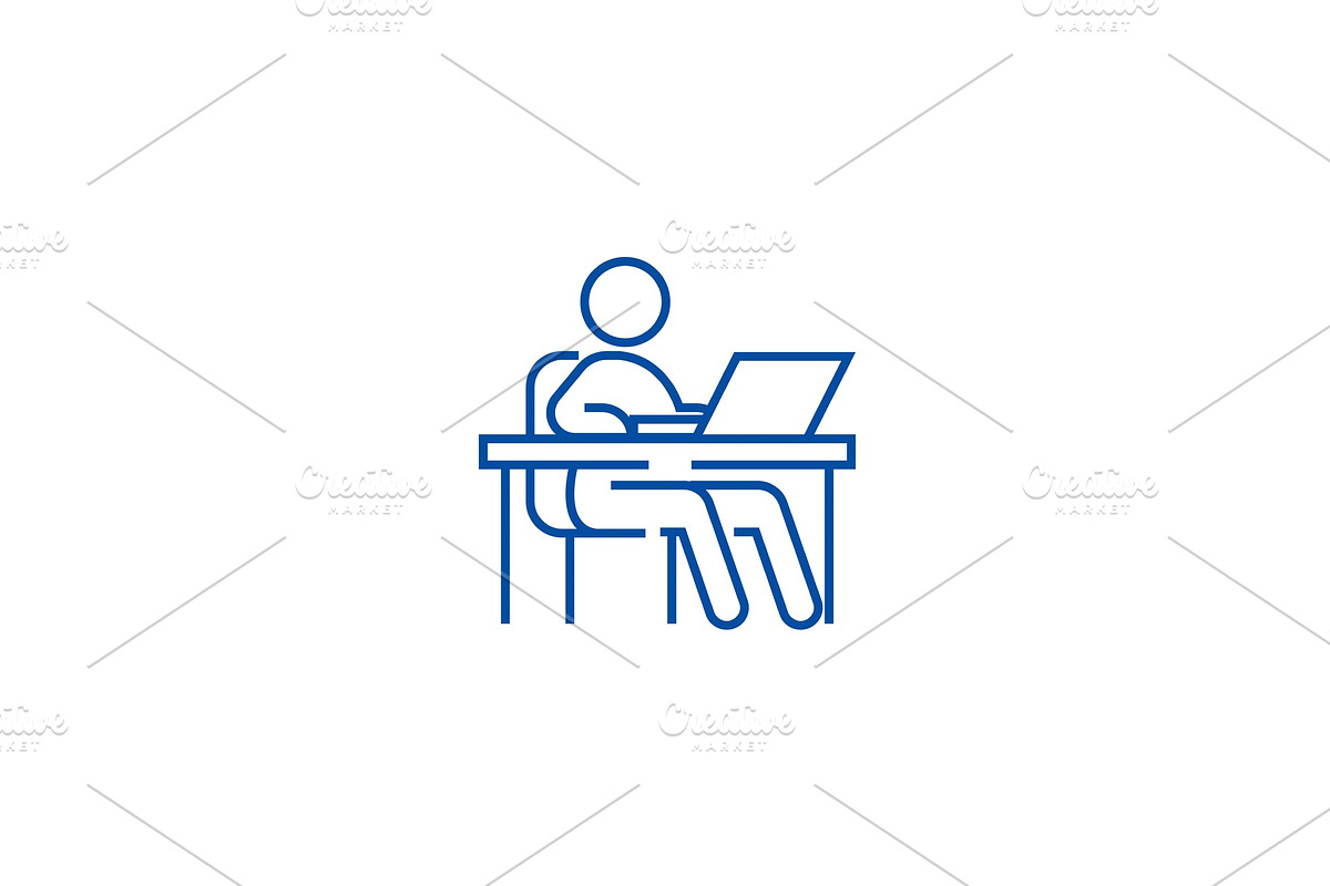 Working at table,workplace in Illustrations - product preview 8