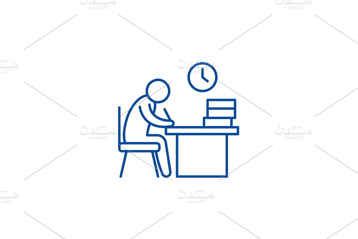 Working day line icon concept in Illustrations - product preview 8