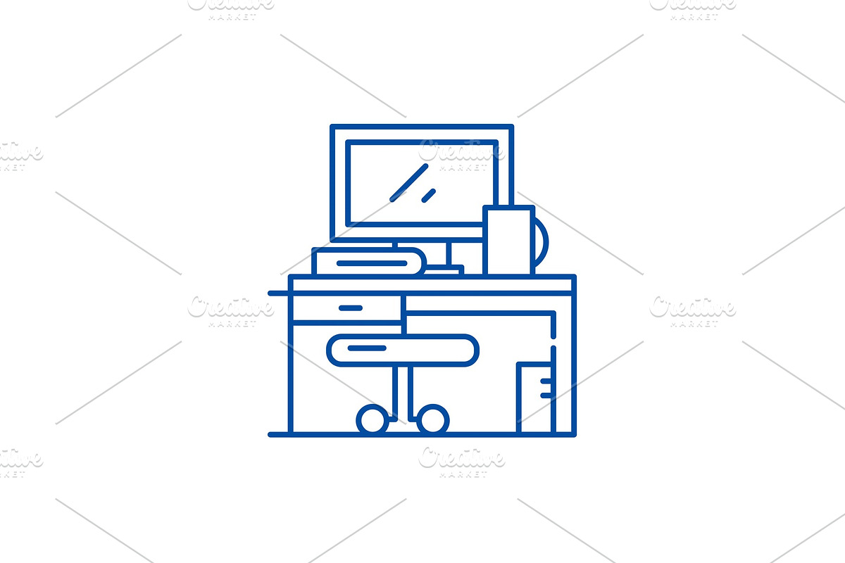 Workplace line icon concept in Illustrations - product preview 8
