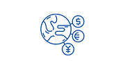 World currency line icon concept