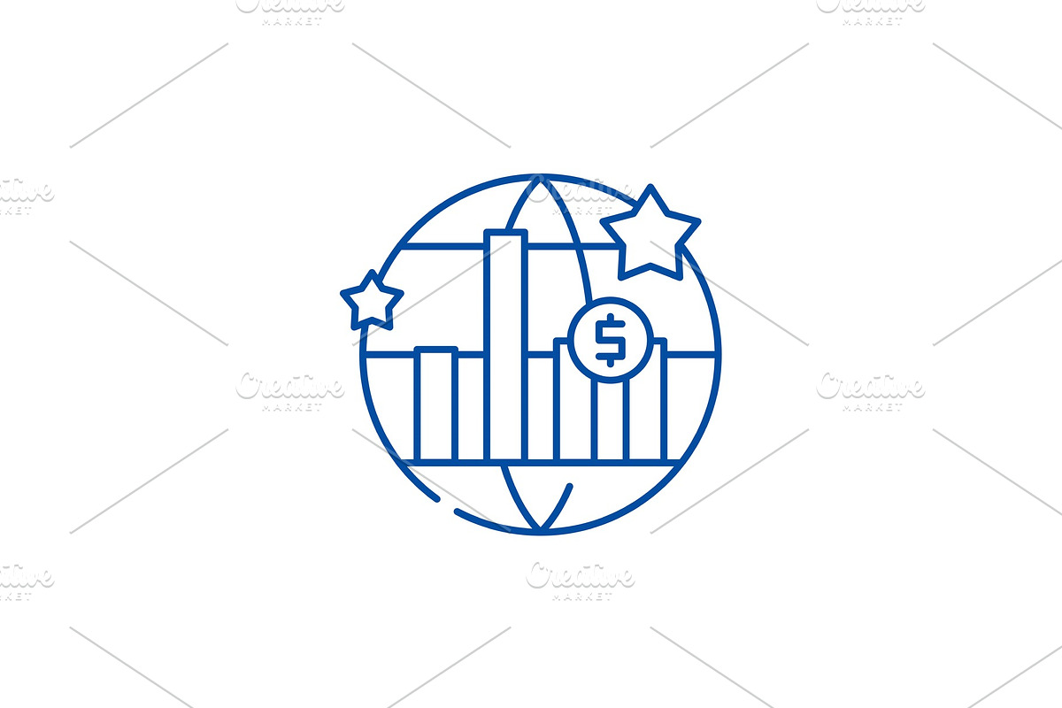 World economic growth line icon in Illustrations - product preview 8
