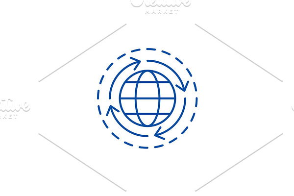 World economy line icon concept