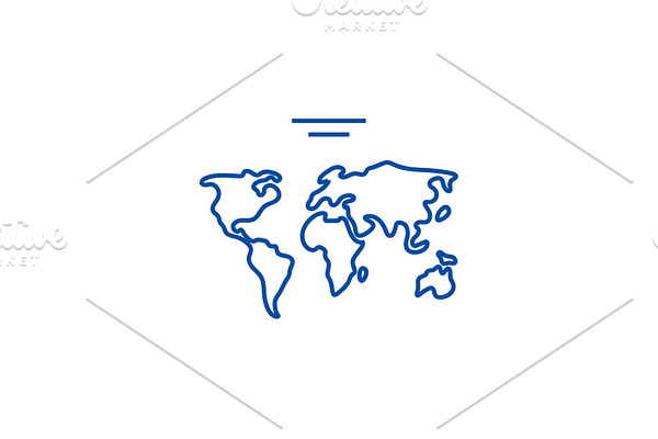 World map line icon concept. World